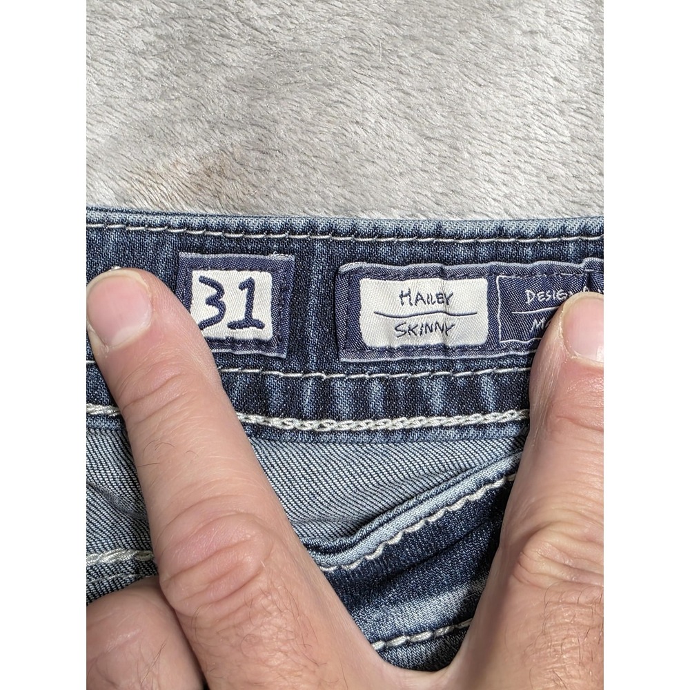Miss Me Jeans Womens 31 Blue Hailey Skinny Embellished Sequin Rhinestone Pockets - Picture 7 of 9